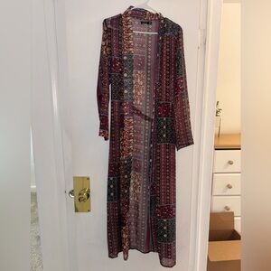 Maxi chiffon printed kimono